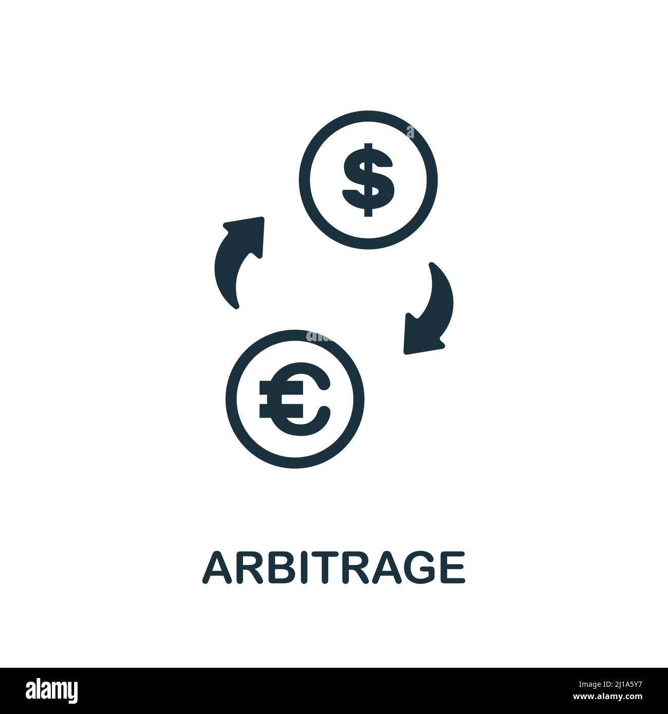 Flaches Arbitrage-Symbol. Farbiger Elementschild aus der Sammlung der Auditoren. Flaches Arbitrage Icon-Zeichen für Webdesign, Infografiken und mehr. Stock Vektor