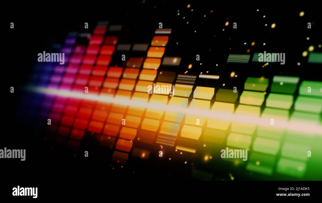 Sound Equalizer. Wellenmuster der Musiktöne auf dem Bildschirm. Digitaler Equalizer. Moderne Song Equalizer dunklen Hintergrund. Bunte Wellenform Stockfoto