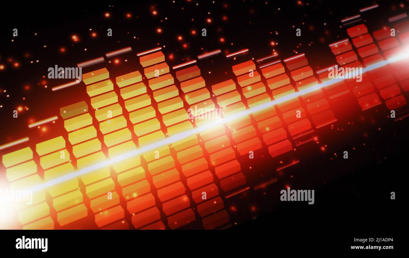 Sound Equalizer. Wellenmuster der Musiktöne auf dem Bildschirm. Digitaler Equalizer. Moderne Song Equalizer dunklen Hintergrund. Bunte Wellenform Stockfoto