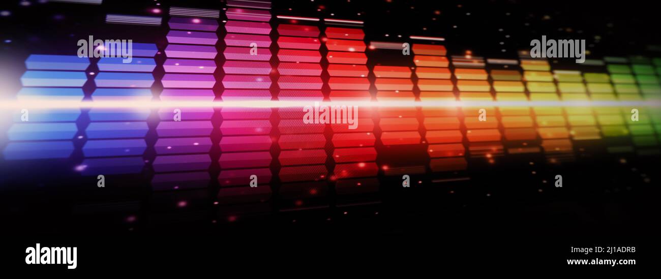Sound Equalizer. Wellenmuster der Musiktöne auf dem Bildschirm. Digitaler Equalizer. Moderne Song Equalizer dunklen Hintergrund. Bunte Wellenform Stockfoto