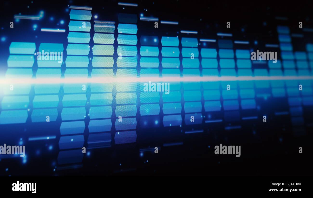 Sound Equalizer. Wellenmuster der Musiktöne auf dem Bildschirm. Digitaler Equalizer. Moderne Song Equalizer dunklen Hintergrund. Bunte Wellenform Stockfoto