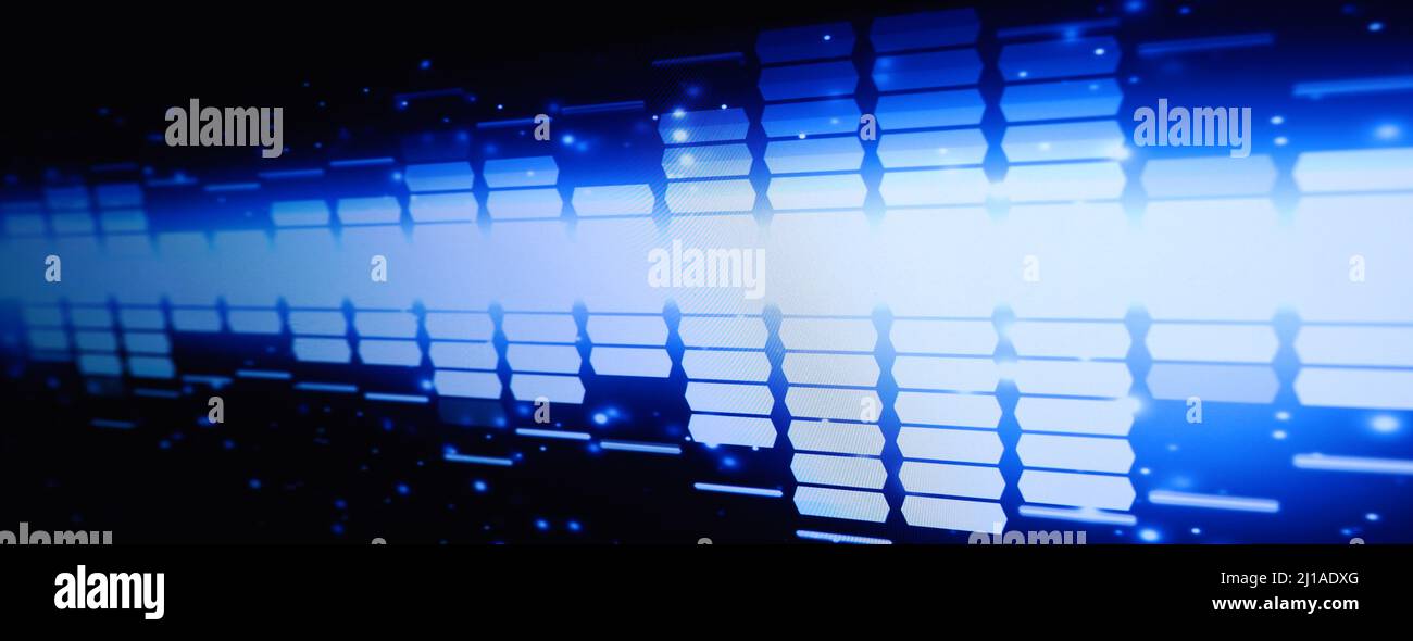 Sound Equalizer. Wellenmuster der Musiktöne auf dem Bildschirm. Digitaler Equalizer. Moderne Song Equalizer dunklen Hintergrund. Bunte Wellenform Stockfoto