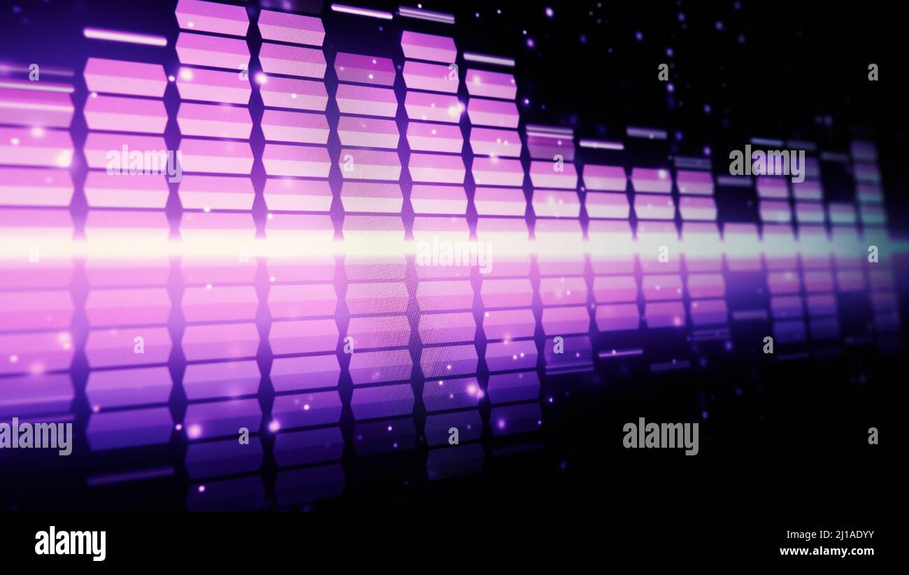 Sound Equalizer. Wellenmuster der Musiktöne auf dem Bildschirm. Digitaler Equalizer. Moderne Song Equalizer dunklen Hintergrund. Bunte Wellenform Stockfoto