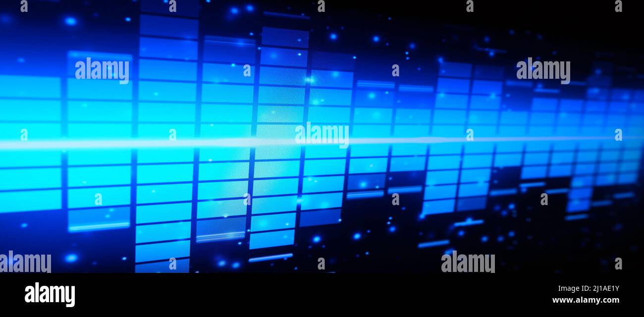 Sound Equalizer. Wellenmuster der Musiktöne auf dem Bildschirm. Digitaler Equalizer. Moderne Song Equalizer dunklen Hintergrund. Bunte Wellenform Stockfoto