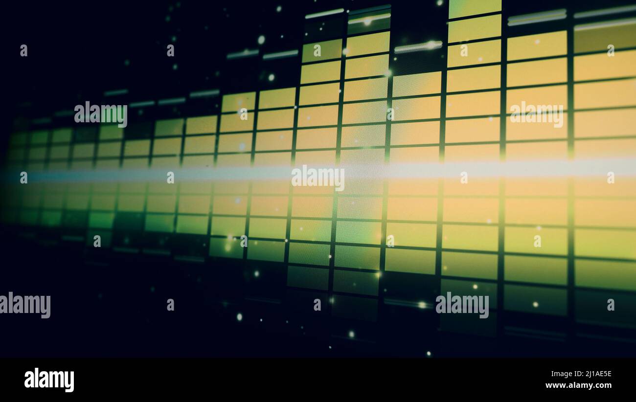 Sound Equalizer. Wellenmuster der Musiktöne auf dem Bildschirm. Digitaler Equalizer. Moderne Song Equalizer dunklen Hintergrund. Bunte Wellenform Stockfoto