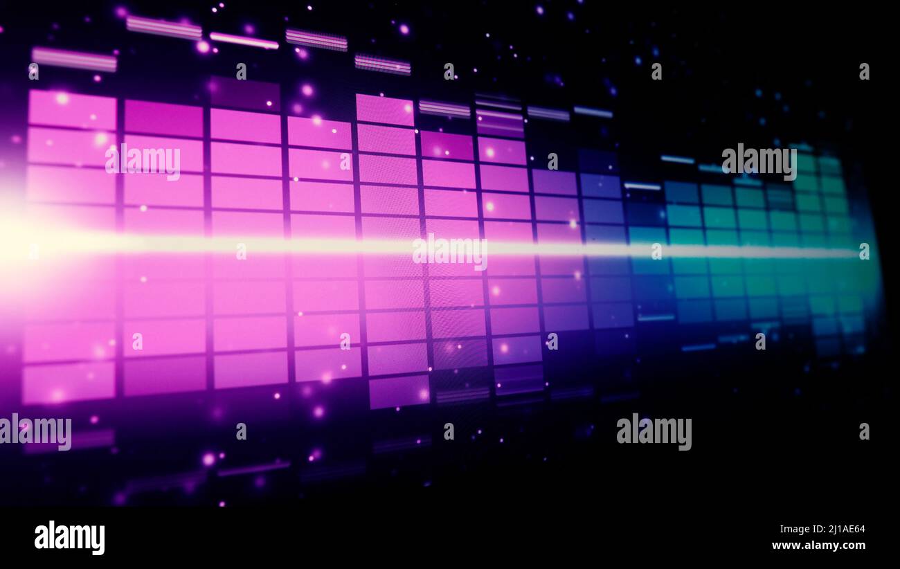 Sound Equalizer. Wellenmuster der Musiktöne auf dem Bildschirm. Digitaler Equalizer. Moderne Song Equalizer dunklen Hintergrund. Bunte Wellenform Stockfoto