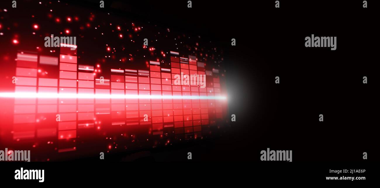 Sound Equalizer. Wellenmuster der Musiktöne auf dem Bildschirm. Digitaler Equalizer. Moderne Song Equalizer dunklen Hintergrund. Bunte Wellenform Stockfoto