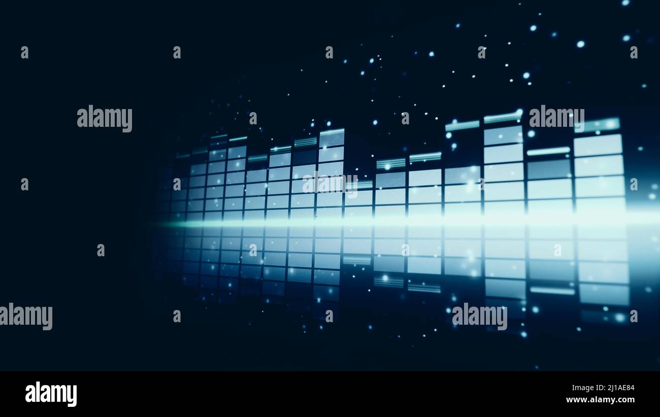 Sound Equalizer. Wellenmuster der Musiktöne auf dem Bildschirm. Digitaler Equalizer. Moderne Song Equalizer dunklen Hintergrund. Bunte Wellenform Stockfoto