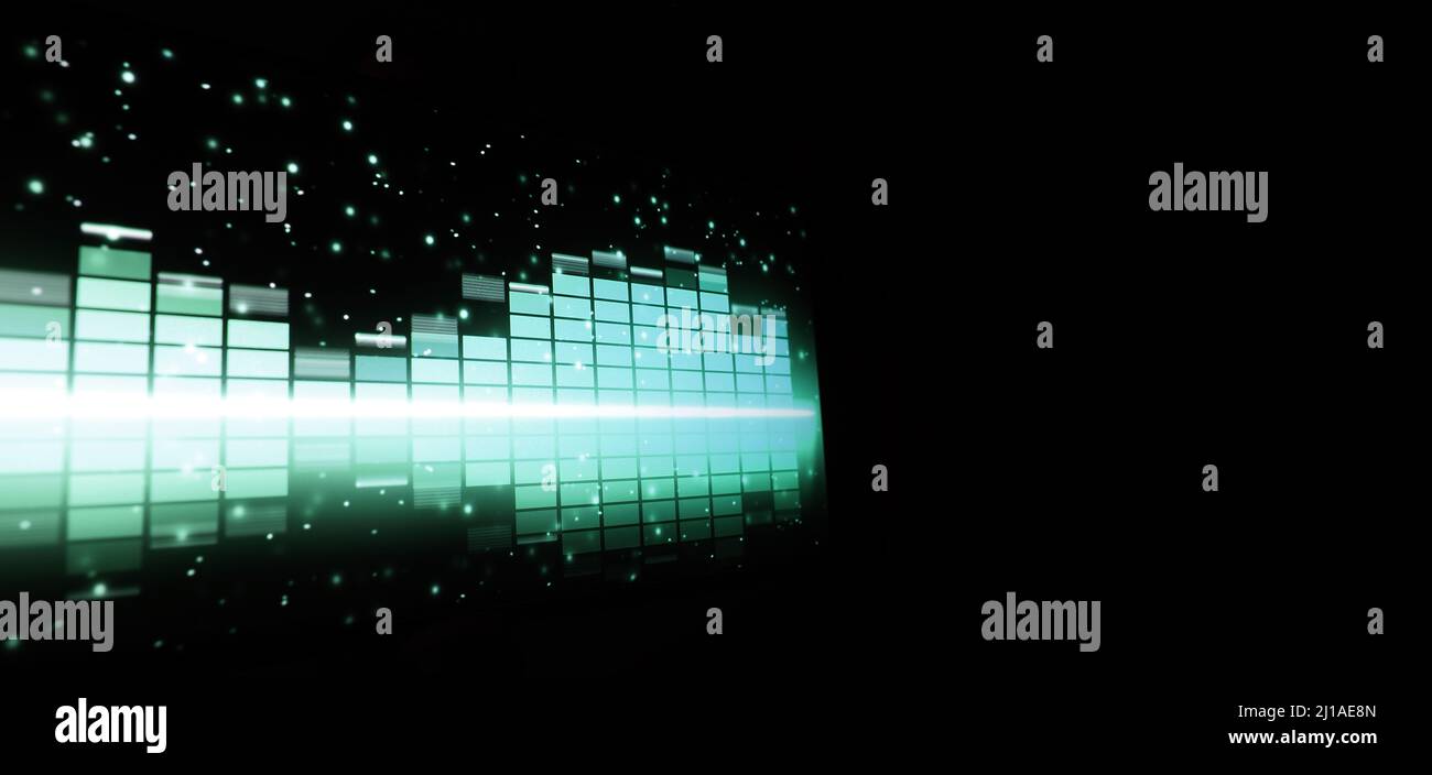 Sound Equalizer. Wellenmuster der Musiktöne auf dem Bildschirm. Digitaler Equalizer. Moderne Song Equalizer dunklen Hintergrund. Bunte Wellenform Stockfoto