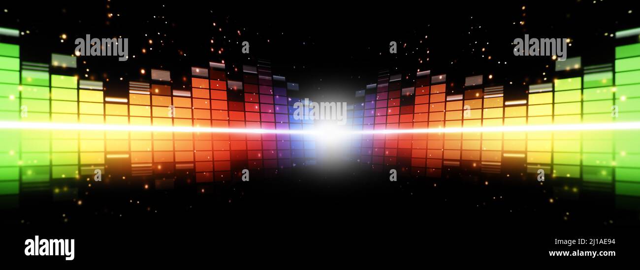 Sound Equalizer. Wellenmuster der Musiktöne auf dem Bildschirm. Digitaler Equalizer. Moderne Song Equalizer dunklen Hintergrund. Bunte Wellenform Stockfoto