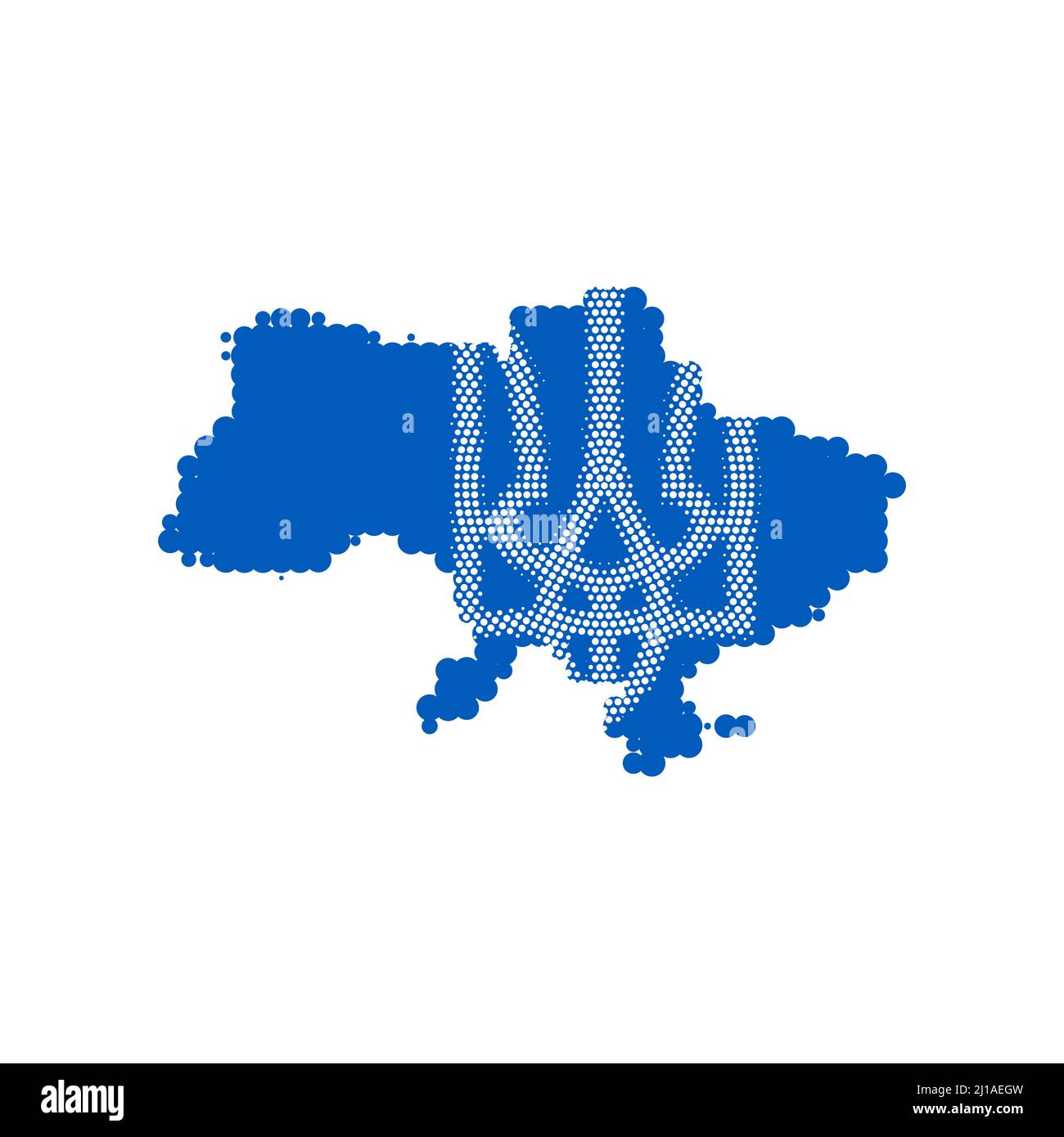 Ukraine Karte mit Halbton Wappen Vektor Silhouette Illustration isoliert auf weißem Hintergrund. Land Europa Stock Vektor