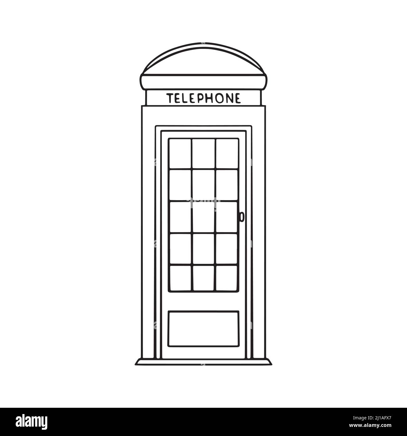 Englische Telefonzelle Doodle Symbol, Vektor-Illustration. Stock Vektor
