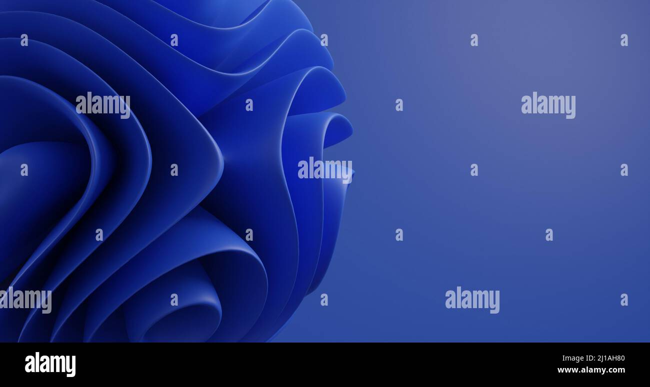 Weiche, wellige Formen. Trendy modernen abstrakten Hintergrund. Windows 11-Stil. 3D Darstellung rendern Stockfoto