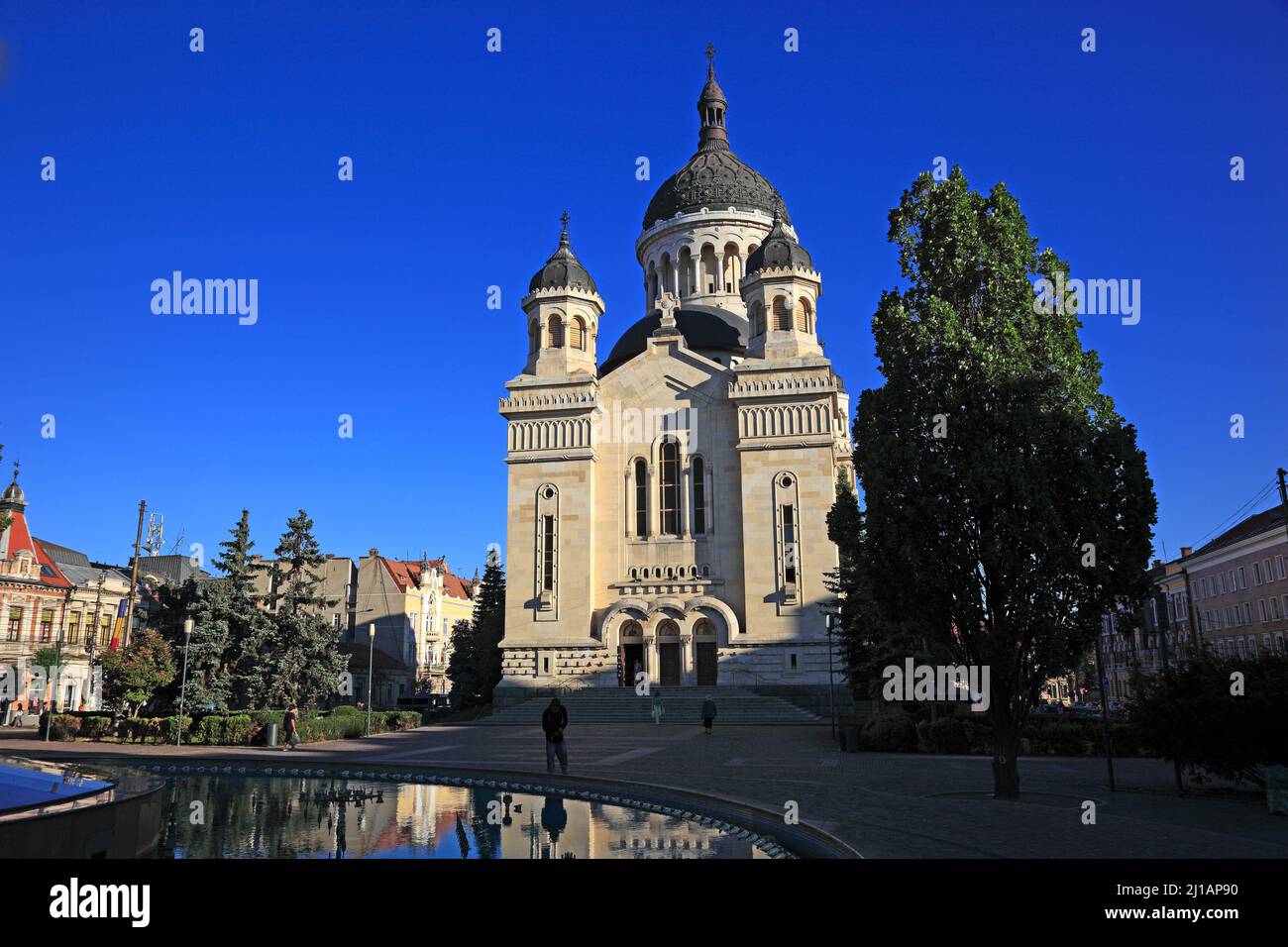 Orthodoxe Kathedrale an der Piata Avram Iancu in Cluj, Siebenbürgen, Rumänien / Orthodoxe Kathedrale in Piata Avram Iancu in Cluj, Siebenbürgen, Roman Stockfoto