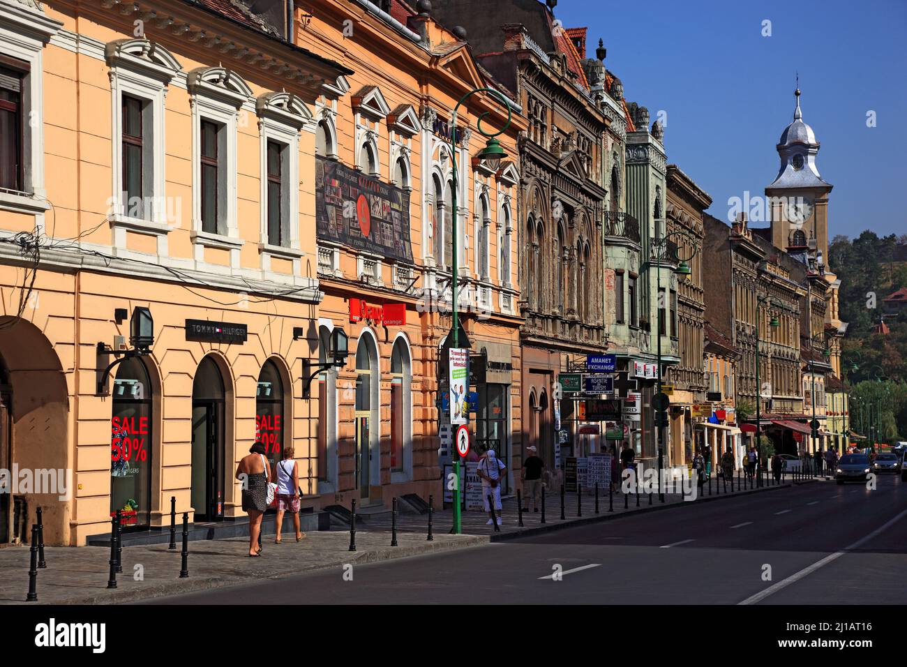 Altstadt, Str. Muresenilor und St.-Peter-und-Paul Kirche, in der Altstadt von Brasov, Kronstadt, Siebenbürgen, Rumänien / Old Town, Str. Muresenilor Stockfoto