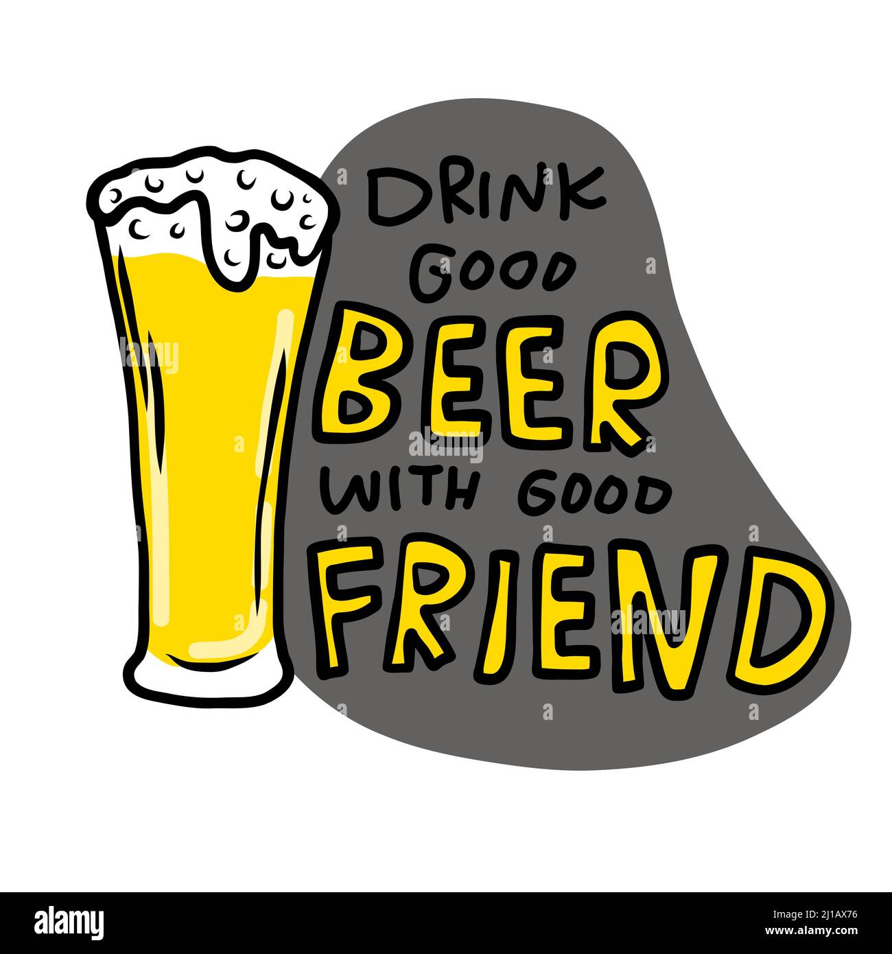 Trinken Sie gutes Bier mit guten Freund Glas Bier Cartoon-Vektor-Illustration Stock Vektor