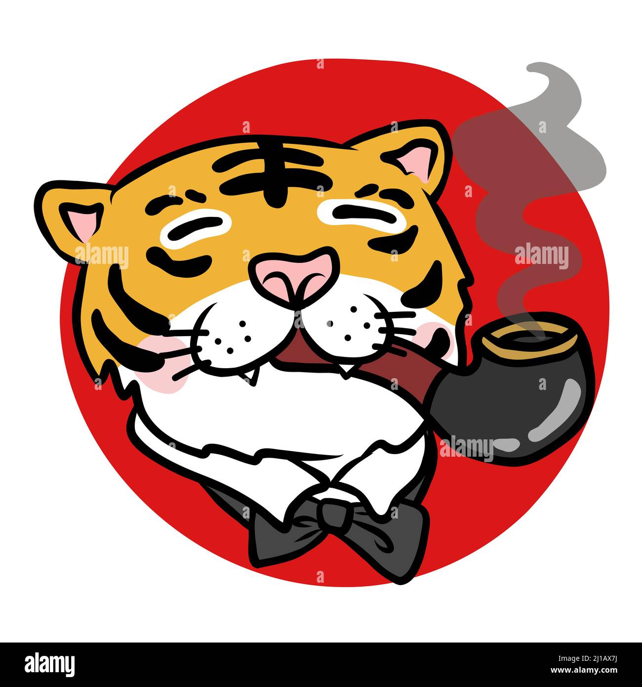 Gentleman Tiger rauchen Zigarre Cartoon Vektor Illustration Stock Vektor