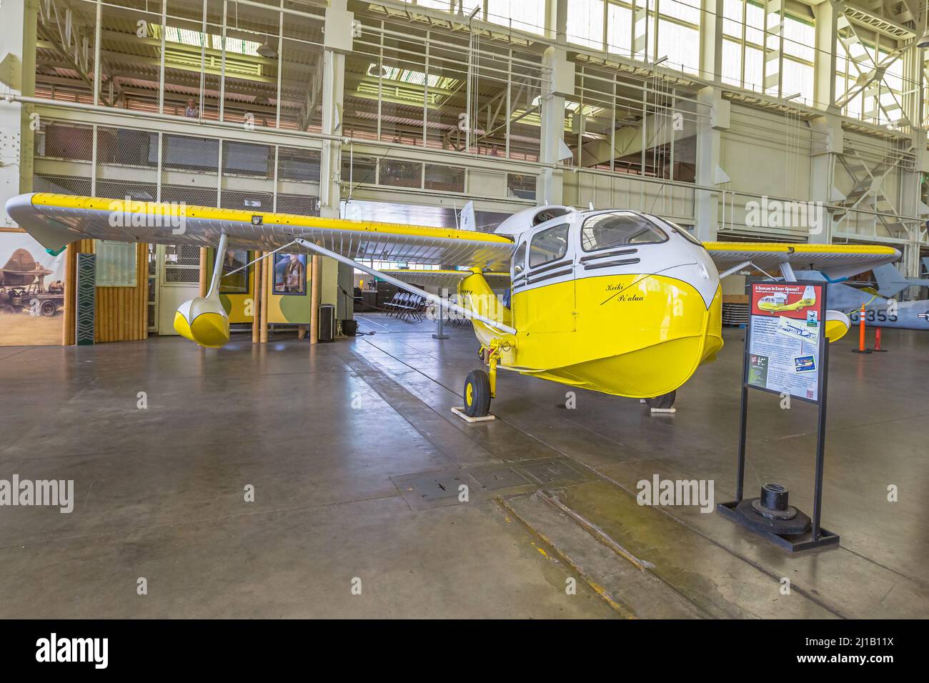 Hawaii, Vereinigte Staaten - August 2016: Republic RC-3 Seabee amphibisches Sportflugzeug von 1946. Hangar 37 des Pearl Harbor Aviation Museums. Stockfoto