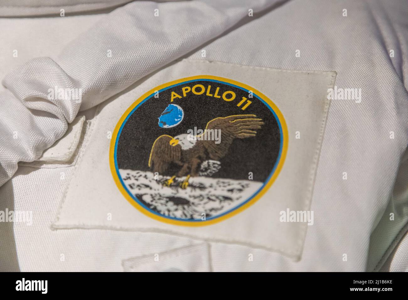 SPACESUIT GETRAGEN IM APOLLO 11, SCHWEIZERISCHES VERKEHRSHAUS DES SCHWEIZ, LUCERNE, KANTON LUCERNE, SCHWEIZ Stockfoto