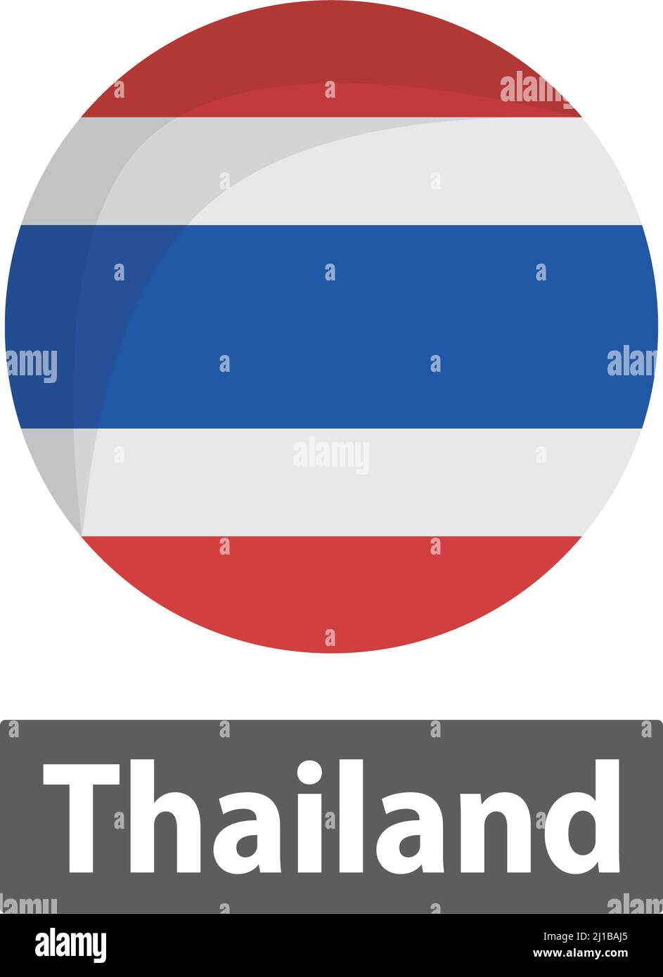 Die runde thailändische Flagge. Südostasien. Bearbeitbarer Vektor. Stock Vektor