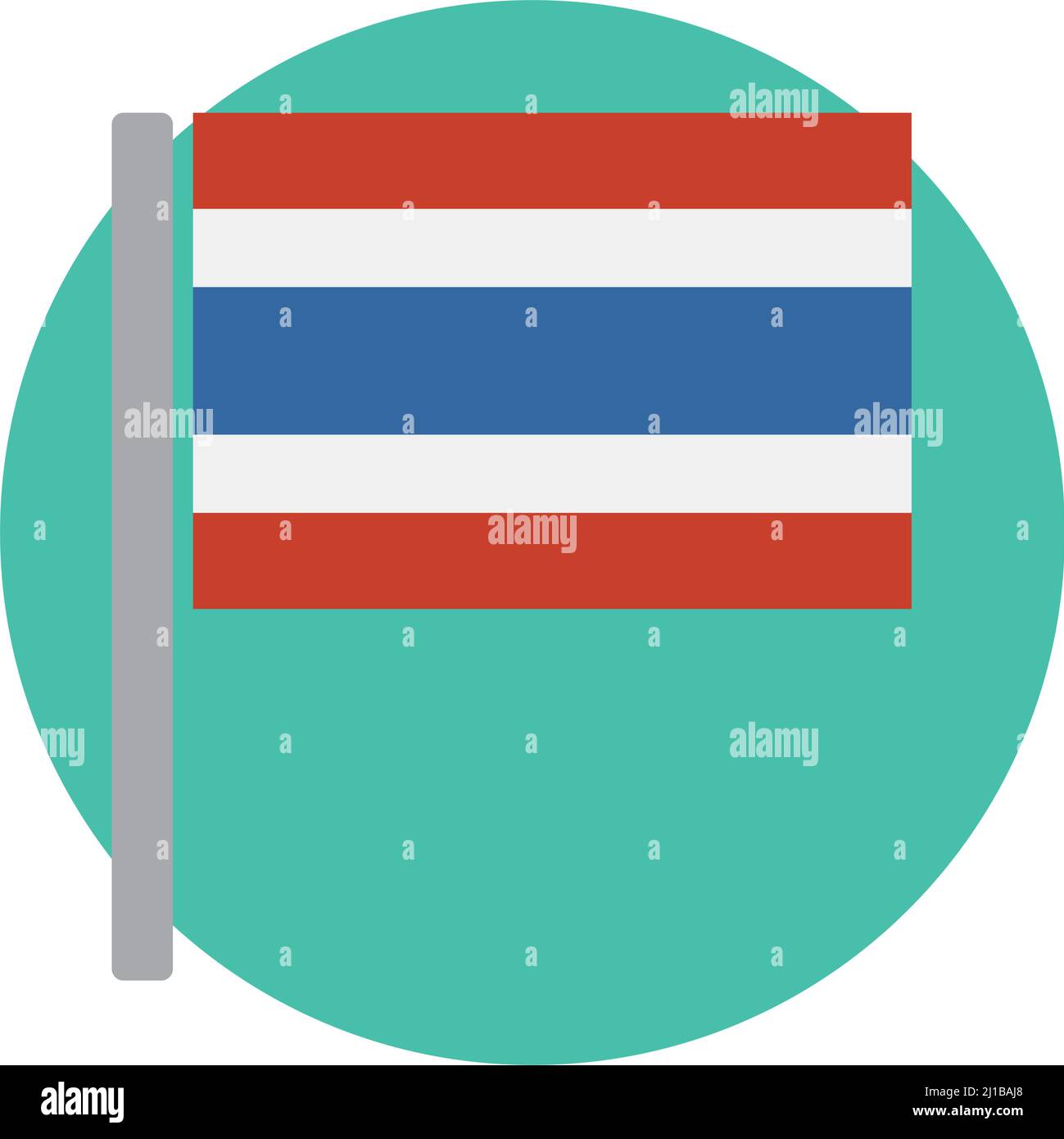 Moderne thailändische Flagge. Ein Land in Südostasien. Editierbare Vektoren. Stock Vektor