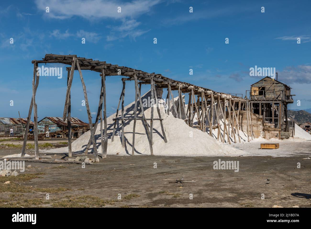 SALZWIESEN, SALINAS DE BANI, HALBINSEL LAS CALDERAS, DOMINIKANISCHE REPUBLIK Stockfoto