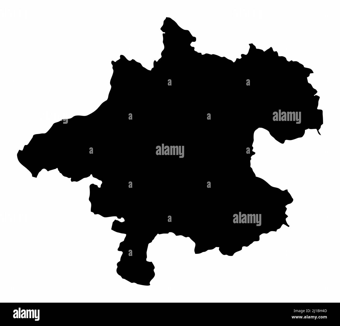 Oberösterreichischer Staat, Silhouettenkarte isoliert auf weißem Hintergrund Stock Vektor