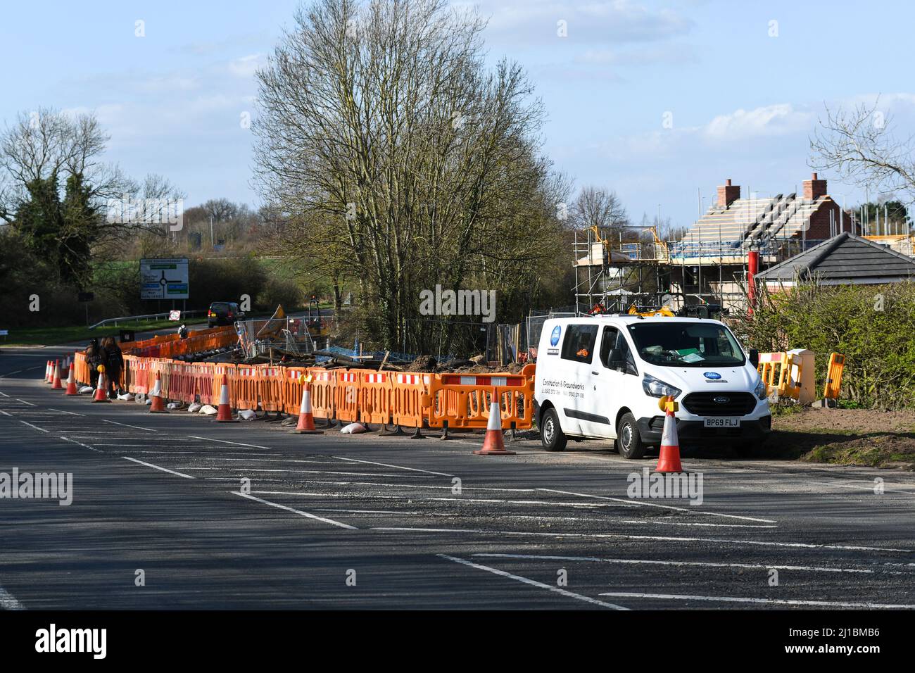 Straßenarbeiten in quorn leicestershire Stockfoto