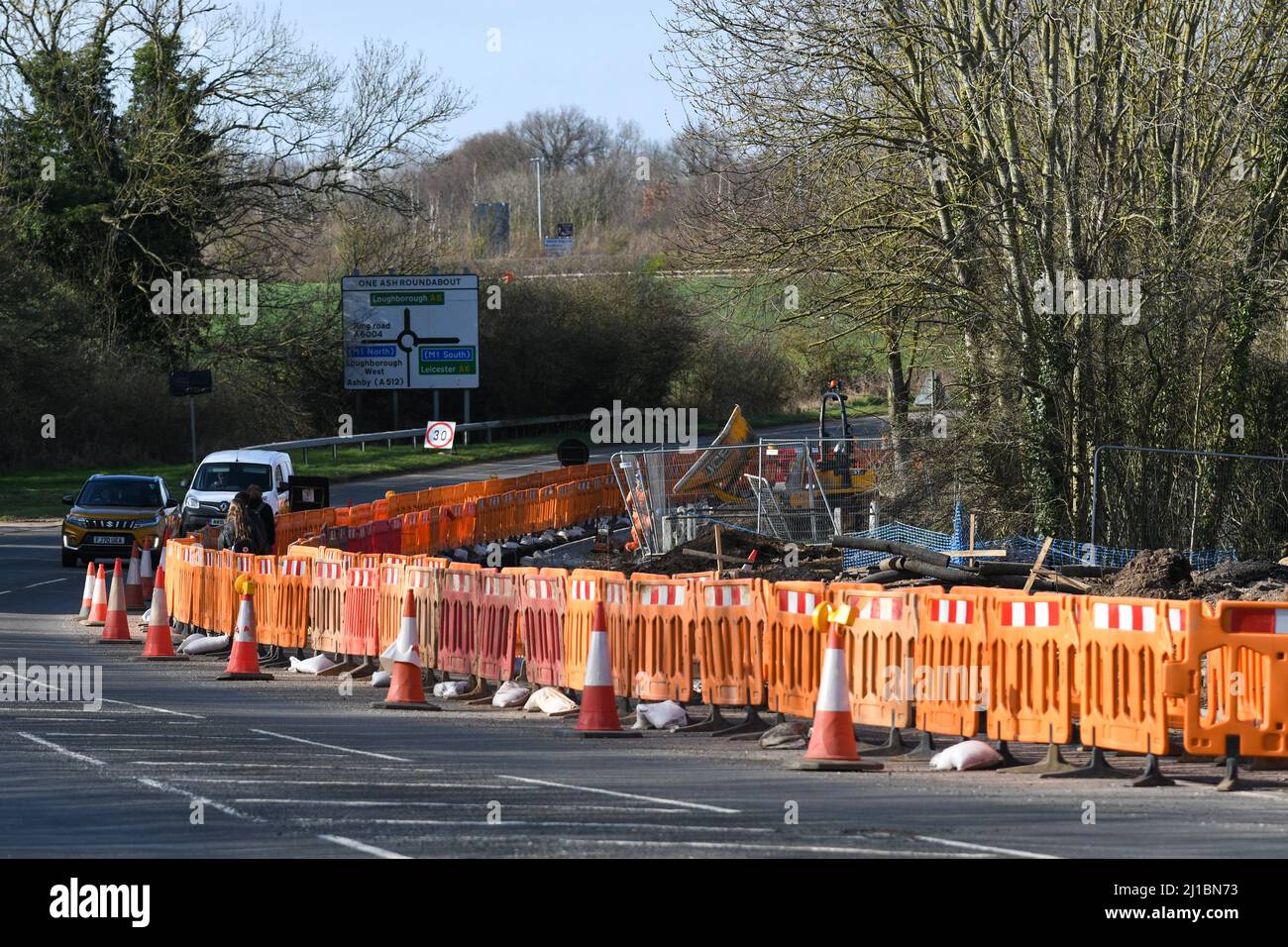 Straßenarbeiten in quorn leicestershire Stockfoto