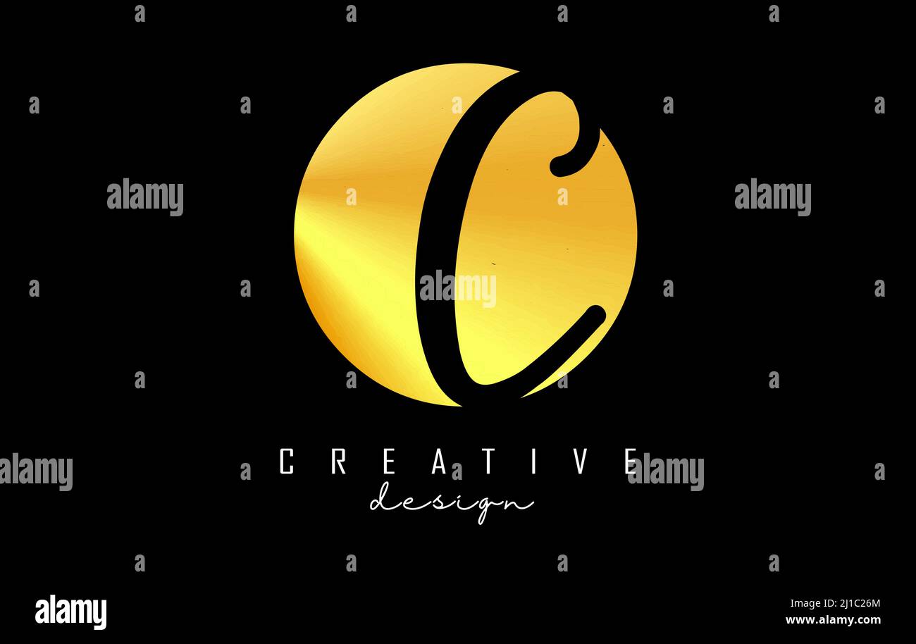Golden Letters OC-Logo mit minimalistischem Design. Buchstaben O und C mit geometrischer und handschriftlicher Typografie. Kreative Vektor-Illustration mit Buchstaben. Stock Vektor