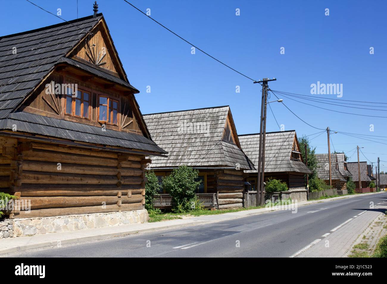 Dorf der traditionellen Holzhütte, Chocholow, Tatra-Gebirge Polen Stockfoto