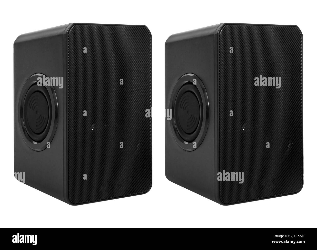 Akustische Lautsprecher akustisches System auf weißem Hintergrund isoliert Stockfoto