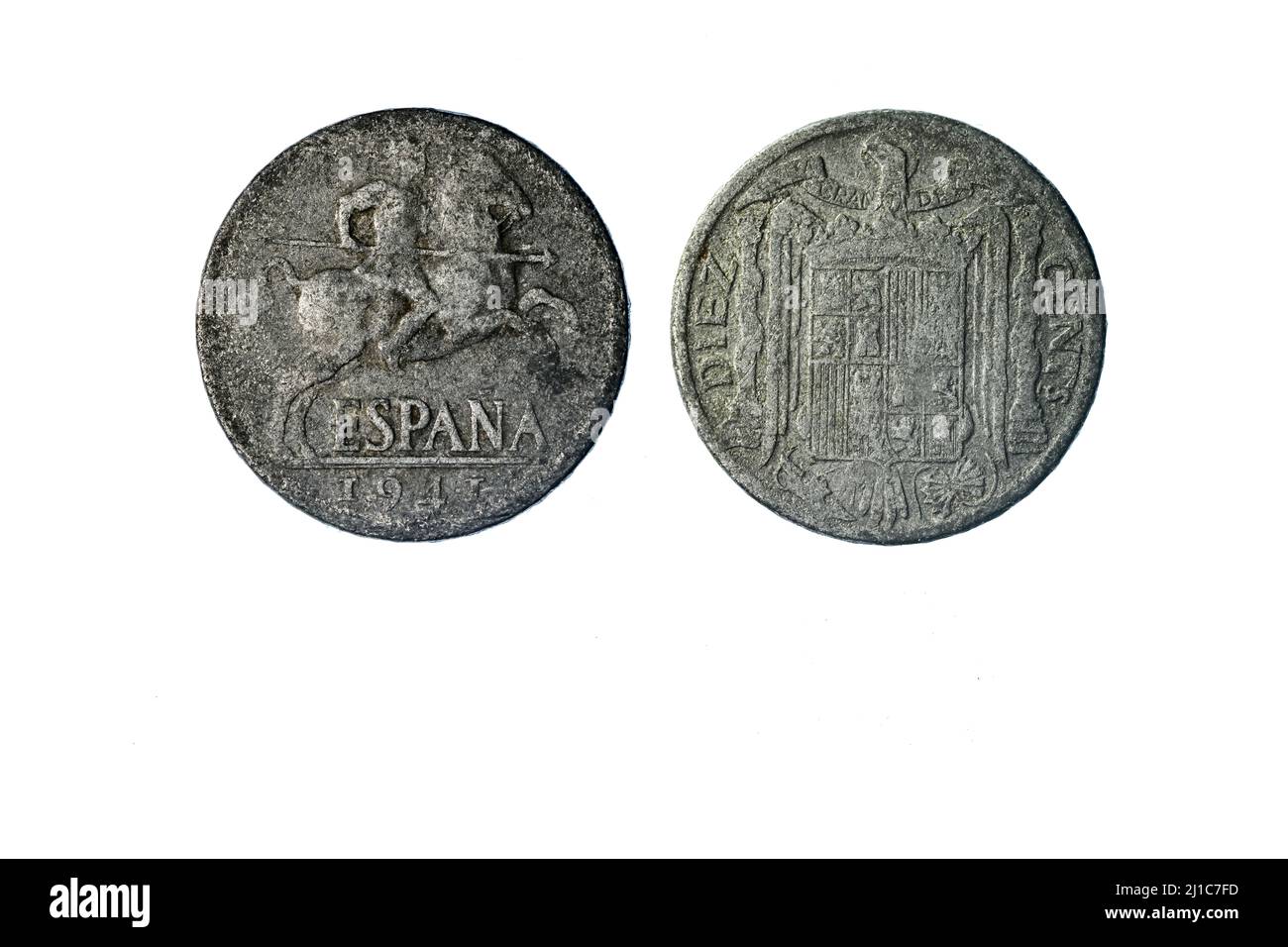 1941 10 Cent Aluminium Münze - Vorder- und Rückseite. Stockfoto
