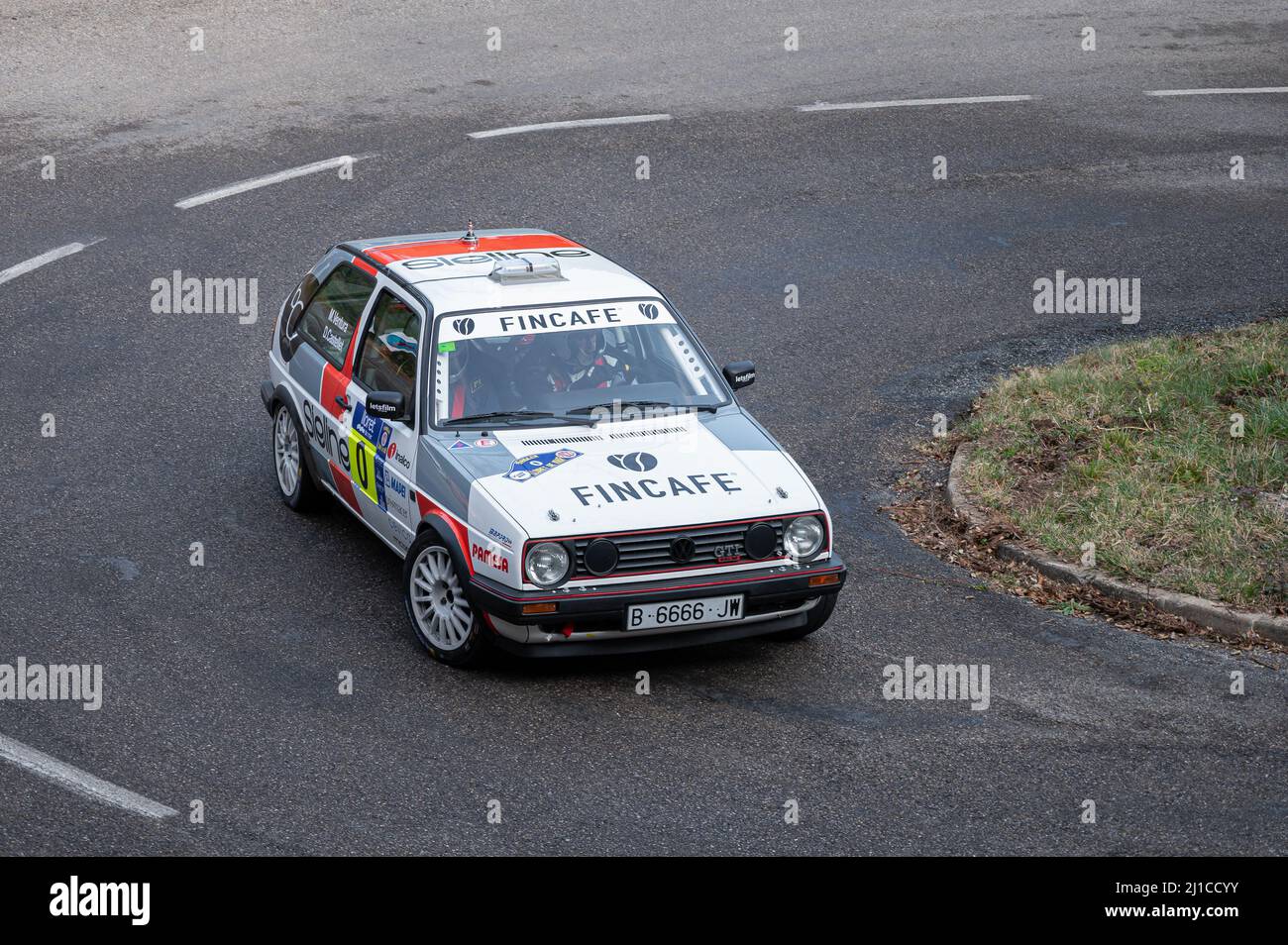 Der Volkswagen Golf MKII GTI in Lloret de Mar Asphalt Rallye Stockfoto