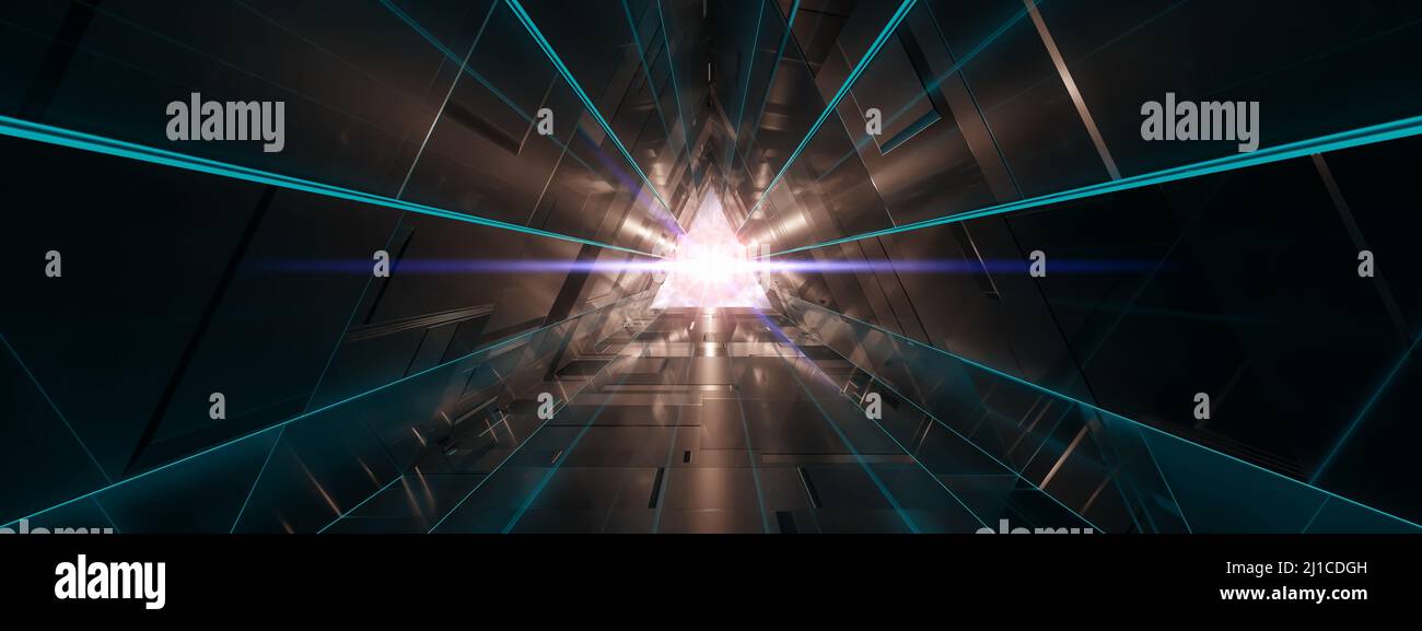 Dunkler abstrakter Sci Fi-Tunnel-Hintergrund Stockfoto