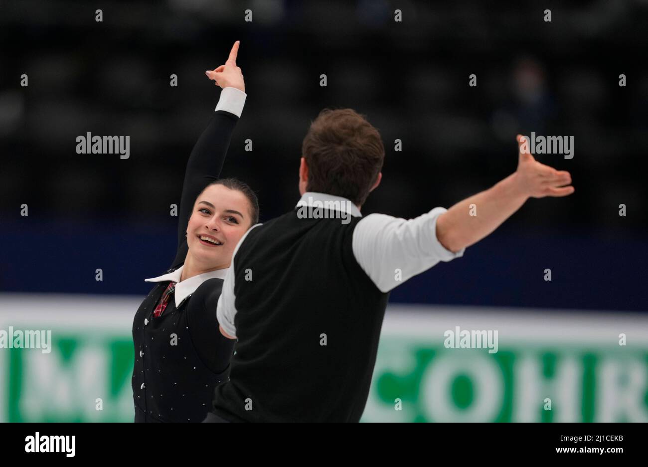 Sud de France Arena, Montpellier, Frankreich. 24. März 2022. Daria Danilova und Michel Tsiba aus den Niederlanden während des Pairs Free Skating, World Figure Skating Championship in der Sud de France Arena, Montpellier, Frankreich. Kim Price/CSM/Alamy Live News Stockfoto