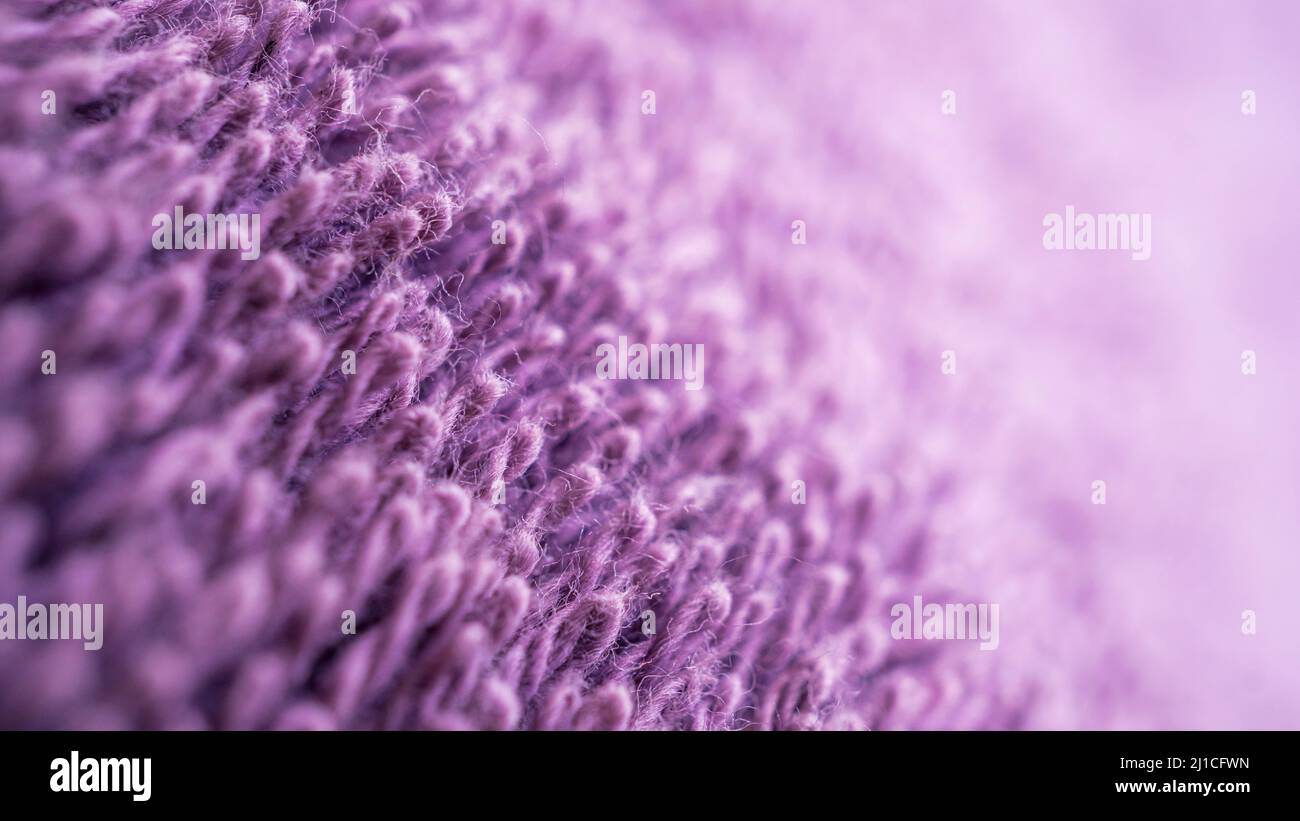 Horizontale Makroaufnahme des Gewebes als Hintergrund mit Kopierbereich. Textil Super Nahaufnahme mit selektivem Fokus. Stockfoto