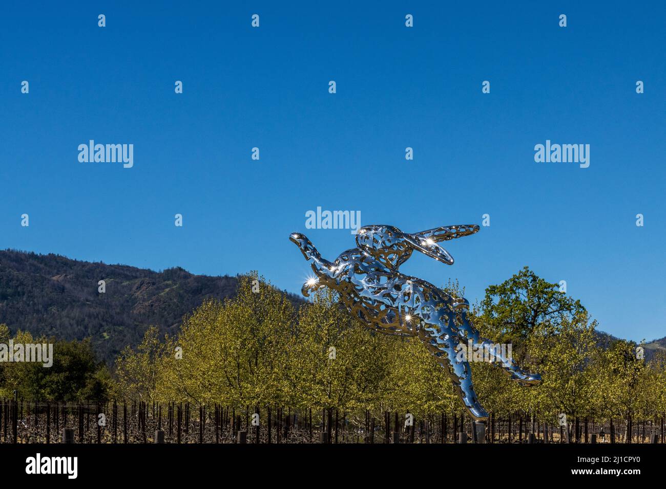 Die skurrile Skulptur namens Bunny Foo Foo im Napa Valley von Kalifornien im Frühjahr 2022 Stockfoto