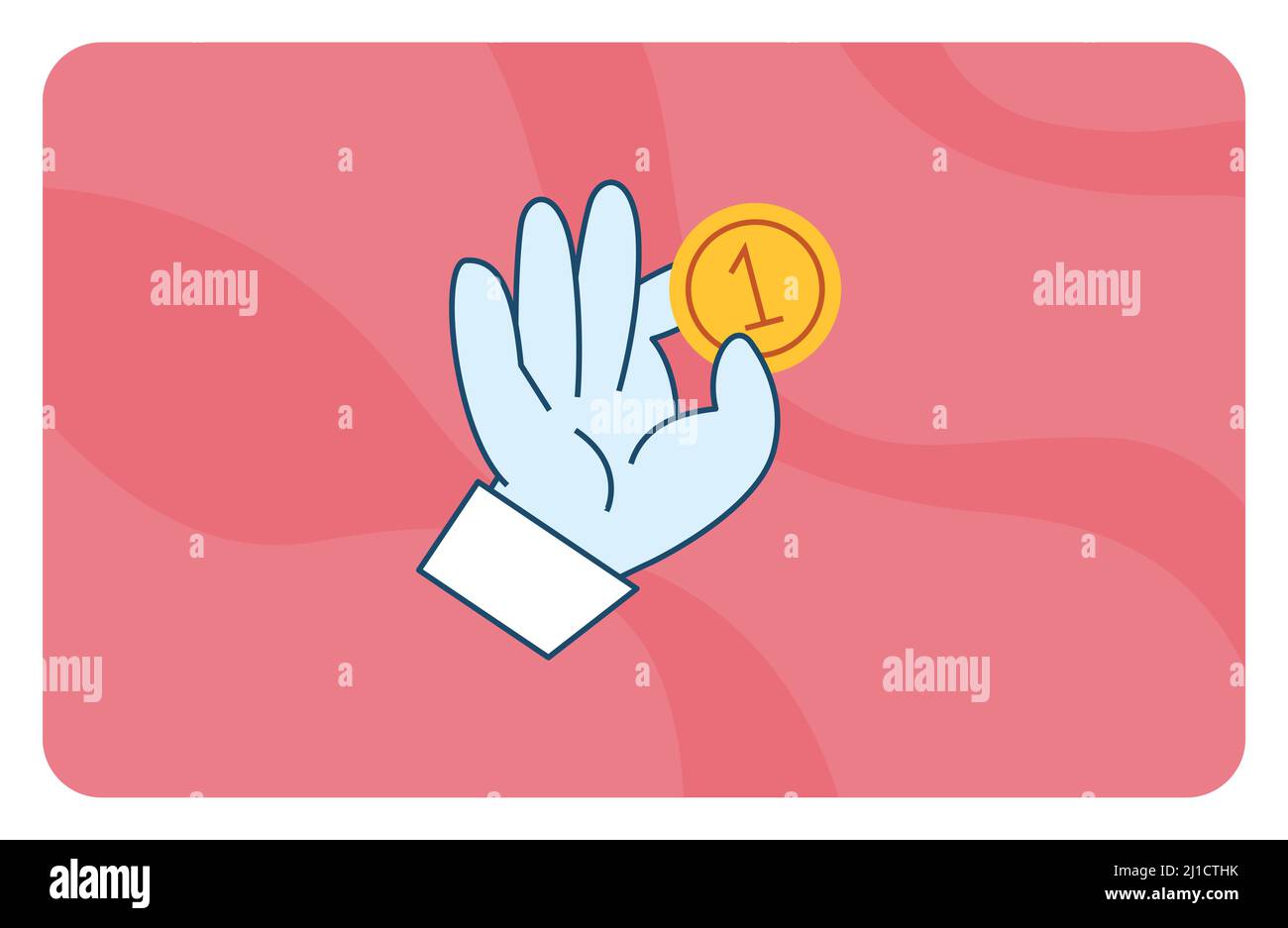 Cartoon Hand hält goldene Münze Vektor eps. Vektorgrafiken für Animation, Webdesign oder Social Media Vorlagen. Stock Vektor