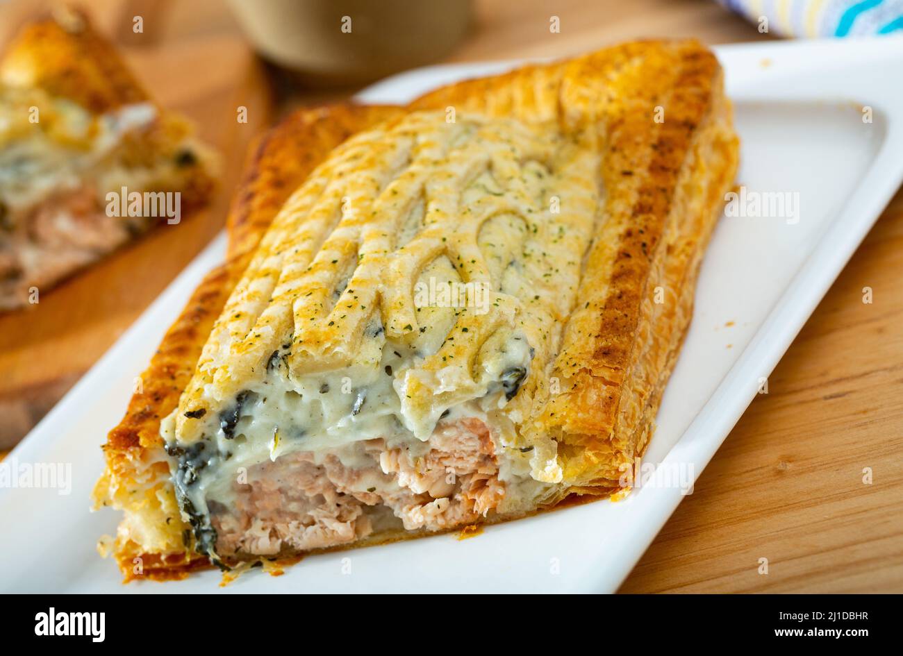 Fischtopf mit Lachs Stockfoto