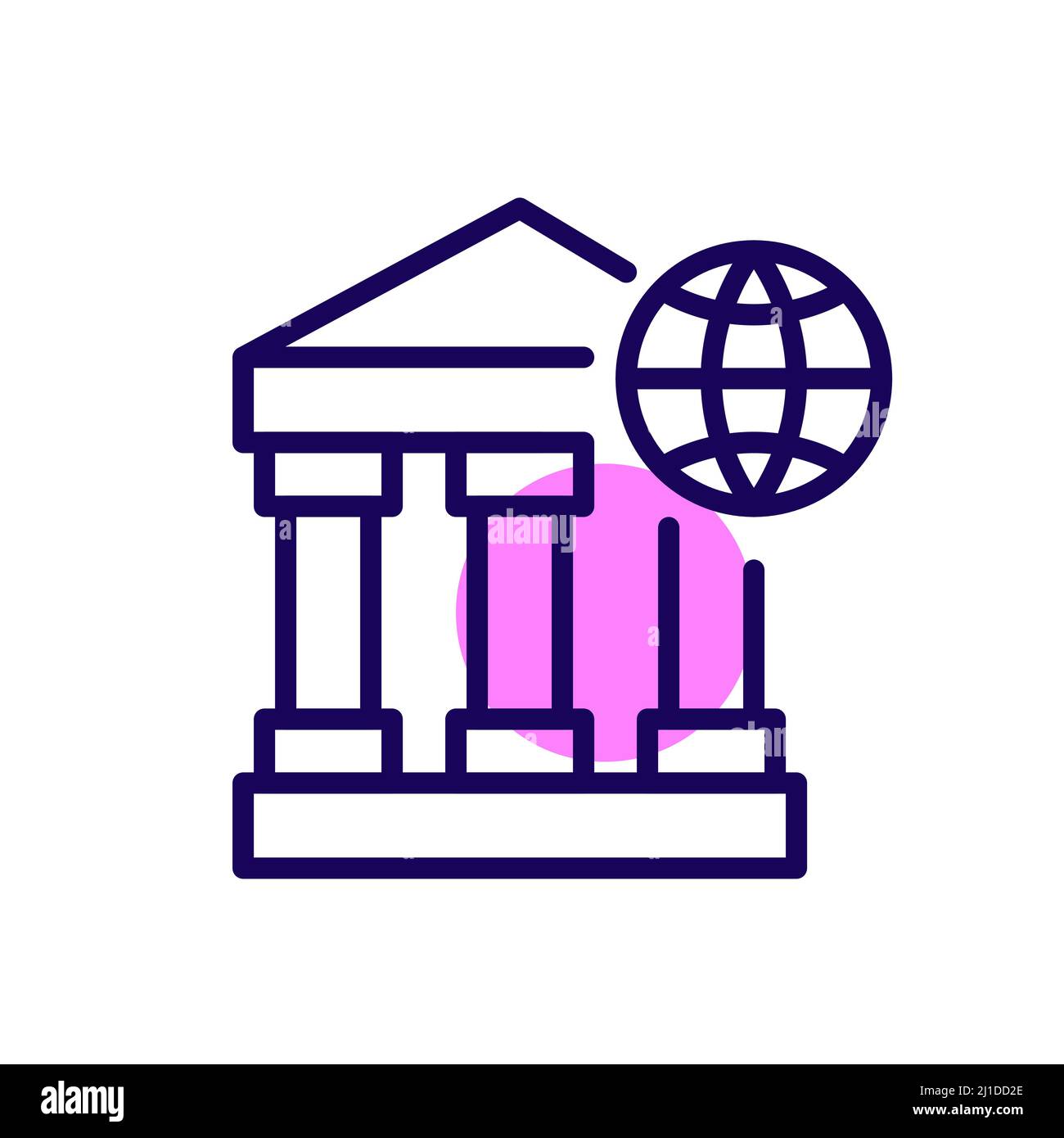 Globale Banken und Finanzinstitute. Pixel Perfect, bearbeitbares Kontursymbol Stock Vektor