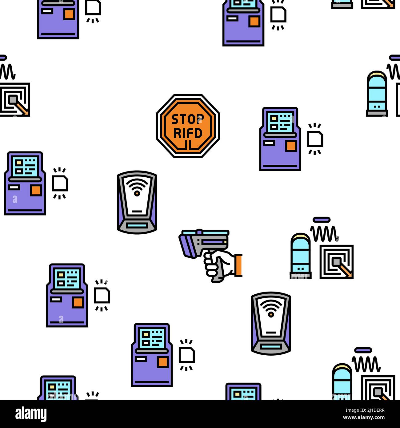 Rfid-Chip-Technologie Vektor Nahtloses Muster Stock Vektor