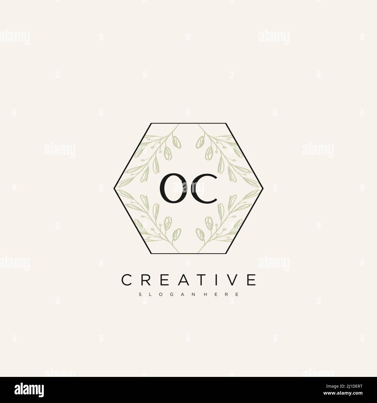 OC Initial Letter Flower Logo Template Vektor Premium-Vektor Stock Vektor