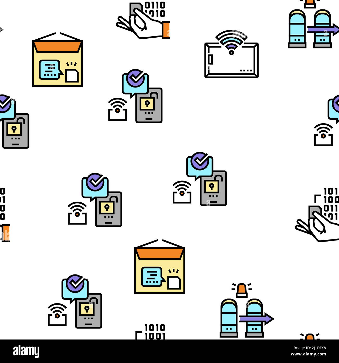 Rfid-Chip-Technologie Vektor Nahtloses Muster Stock Vektor