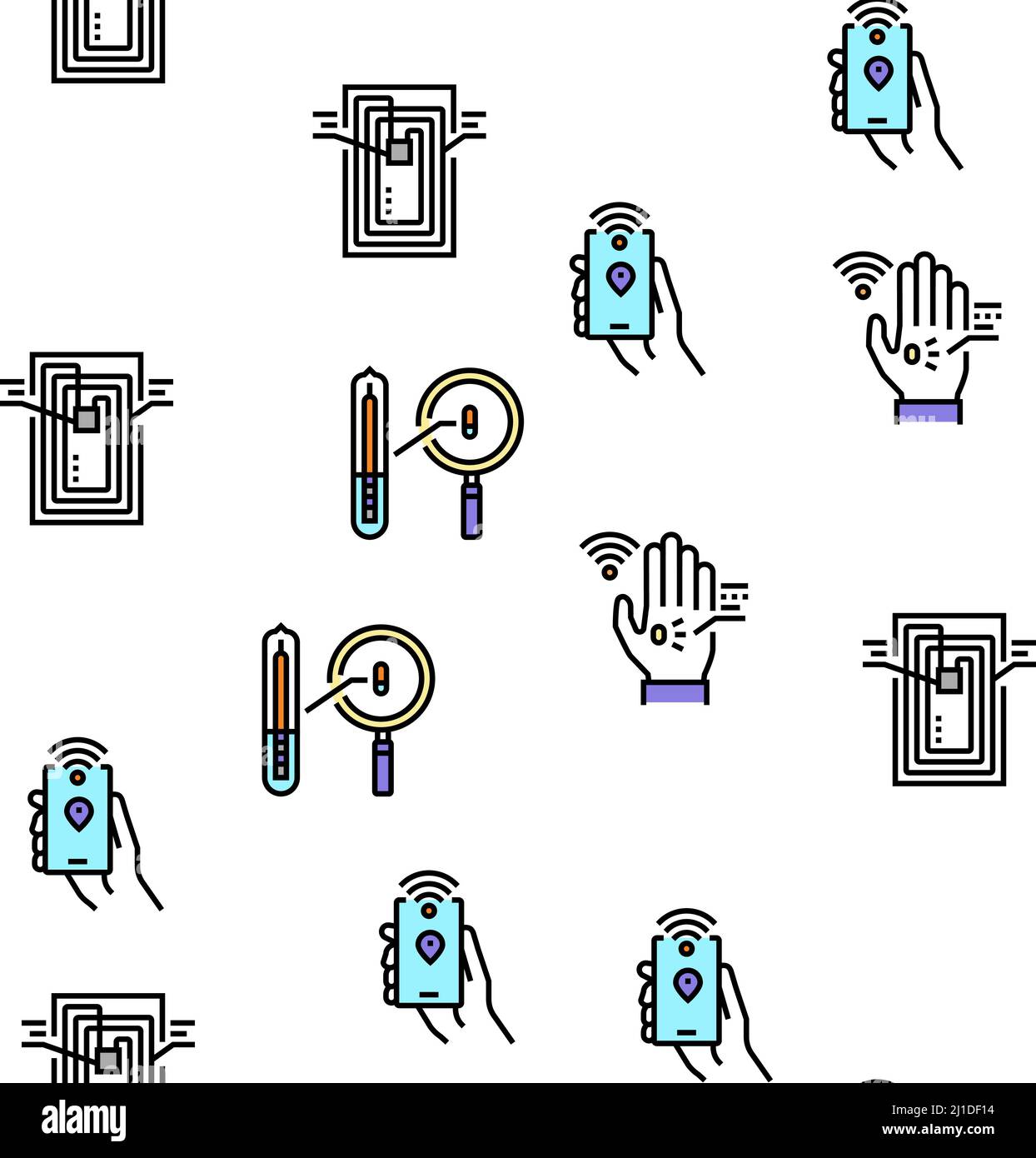 Rfid-Chip-Technologie Vektor Nahtloses Muster Stock Vektor