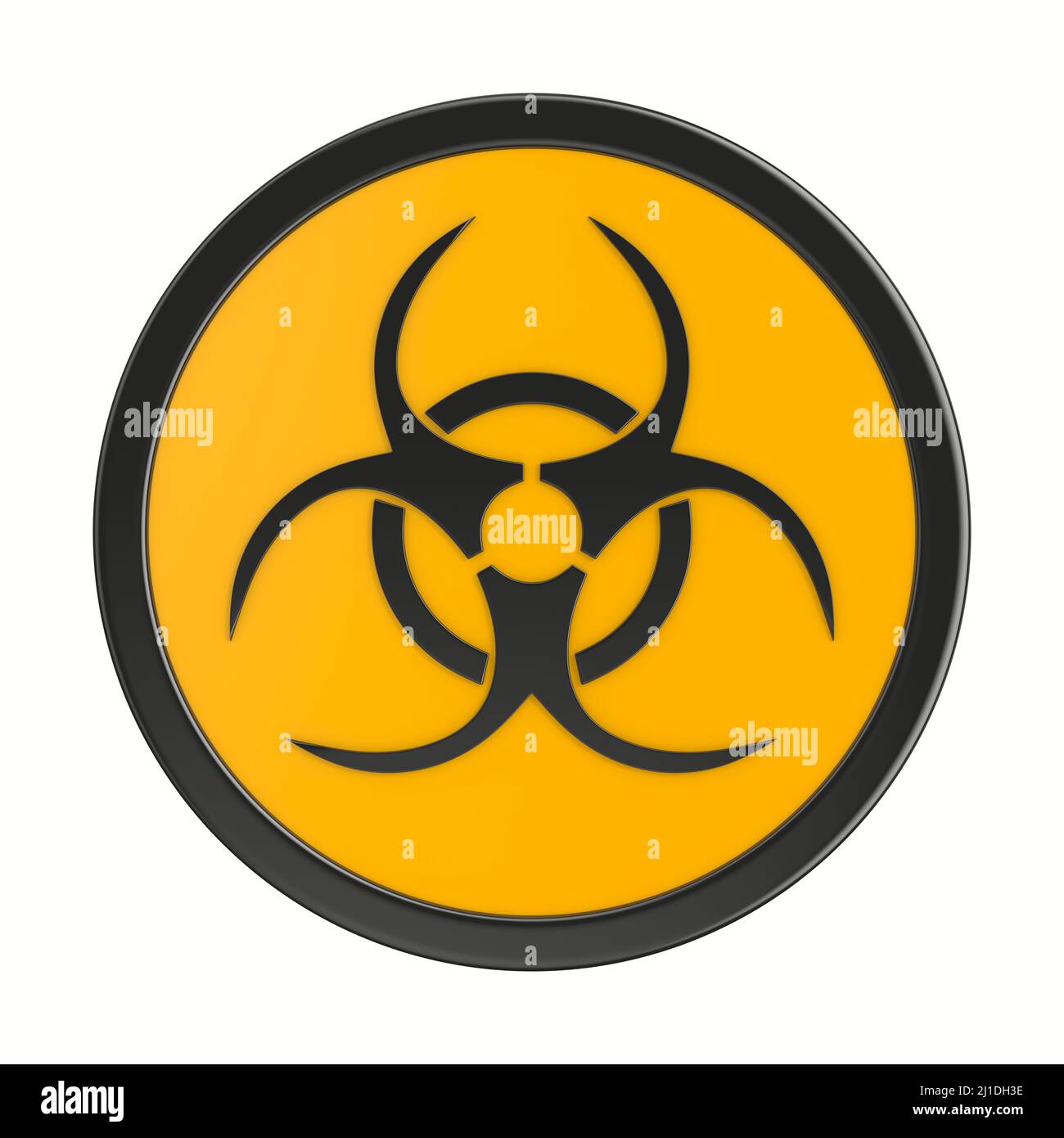 Symbol Biohazard auf weißem Hintergrund. Isolierte 3D-Abbildung Stockfoto