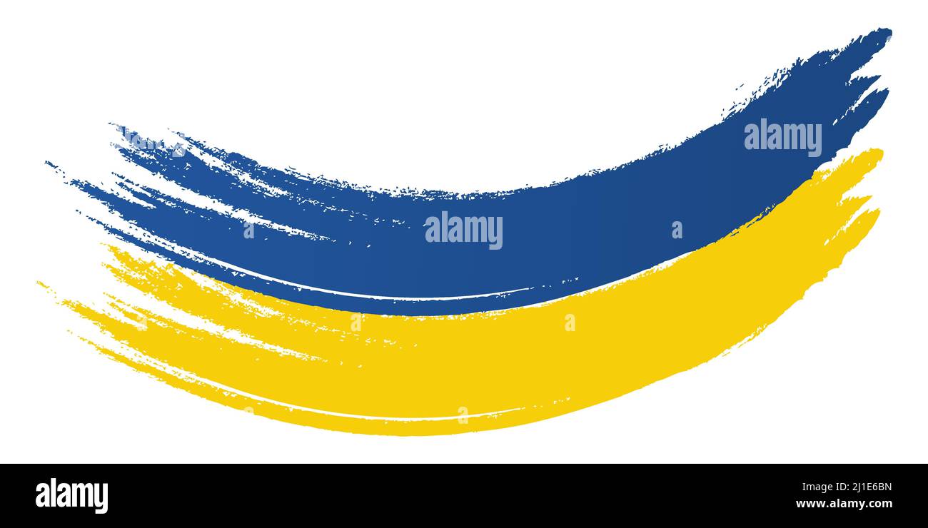 Hand Pinsel Land Flagge Ukraine gelb blau UA Stock Vektor