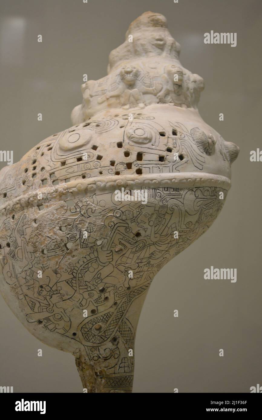 Präkolumbianische Kunst in Meeresmuscheln. Huasteca. Museum der Schönen Künste von Houston Stockfoto