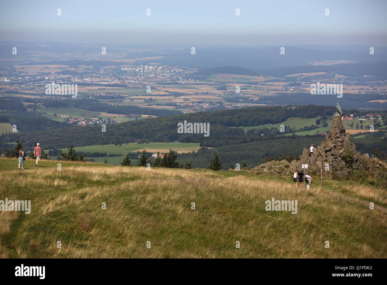 Blick auf Poppenhausen vom UNESCO-Biosphärenreservat Rhön, Hessen, Deutschland Stockfoto