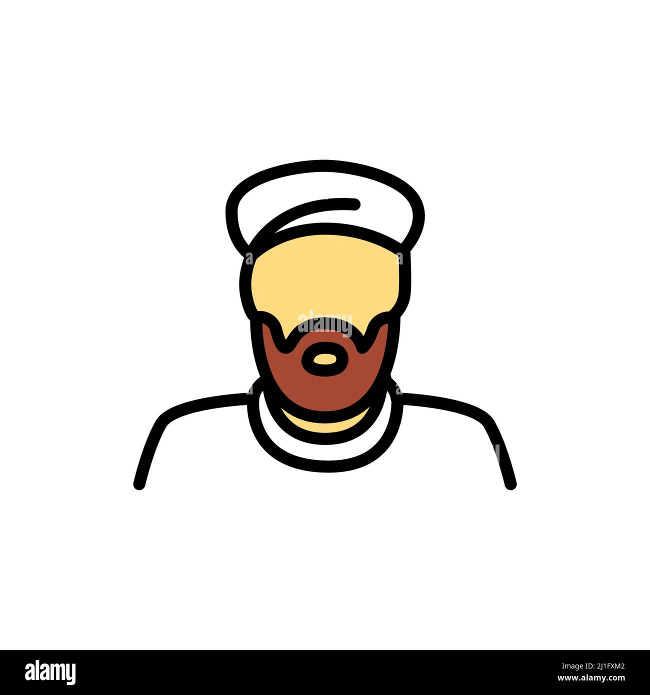 Sunniten muslimischen Mann Linie Farbe Symbol. Isoliertes Vektorelement. Skizzieren Sie das Piktogramm für Webseite, mobile App, Promo Stock Vektor